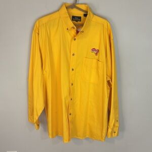 Texas Pete Yellow Gold Cotton Button Down Shirt Size XL